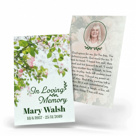 Memorial Wallet Card Floral theme