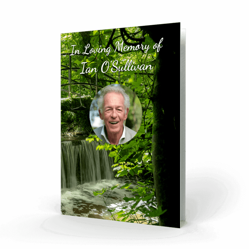 Waterfall in woods Killarney Memorial Card (FMC-28)